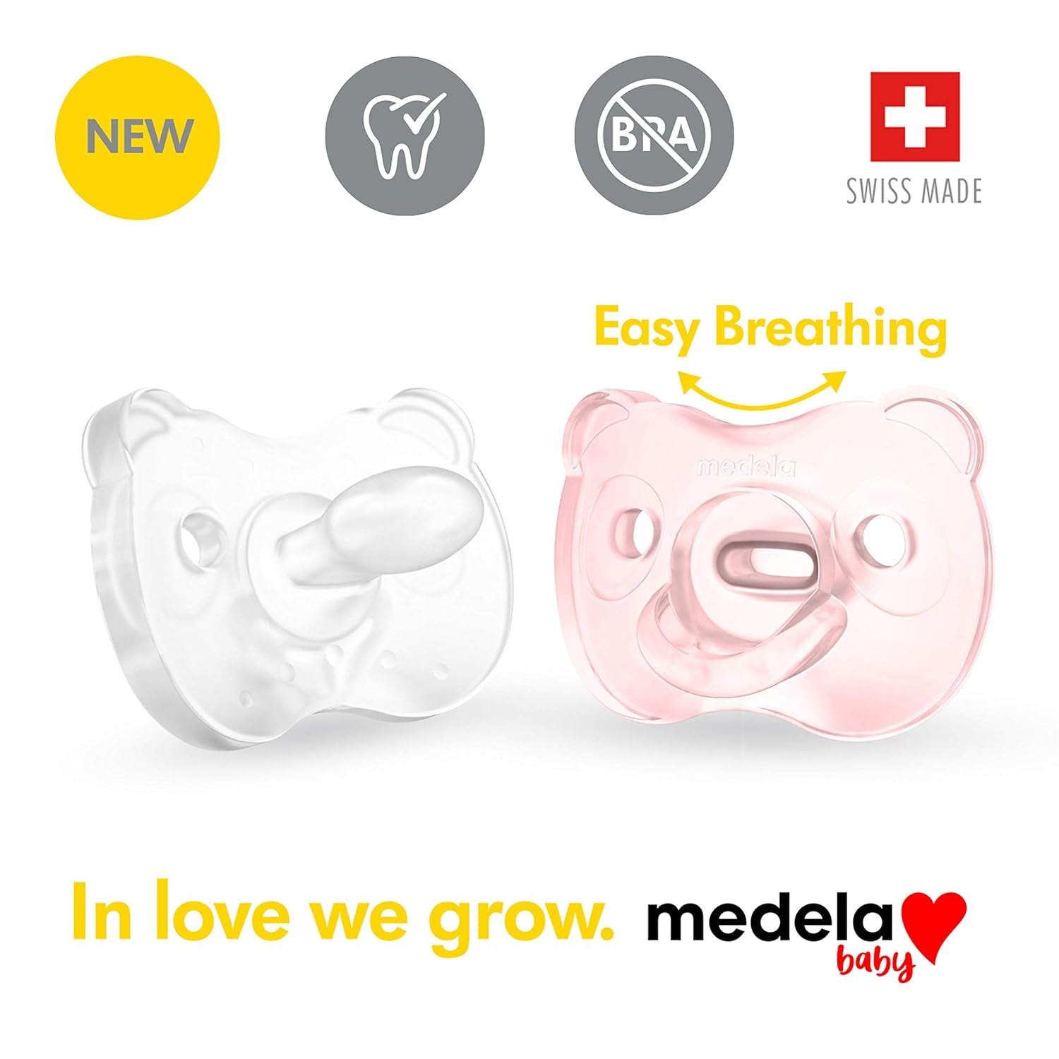 Baby Pacifier | 0-6 Months | Includes Sterilizing Case | 2-Count | Soft Silicone | Bpa-Free | Supports Natural Suckling | Pink and Clear
