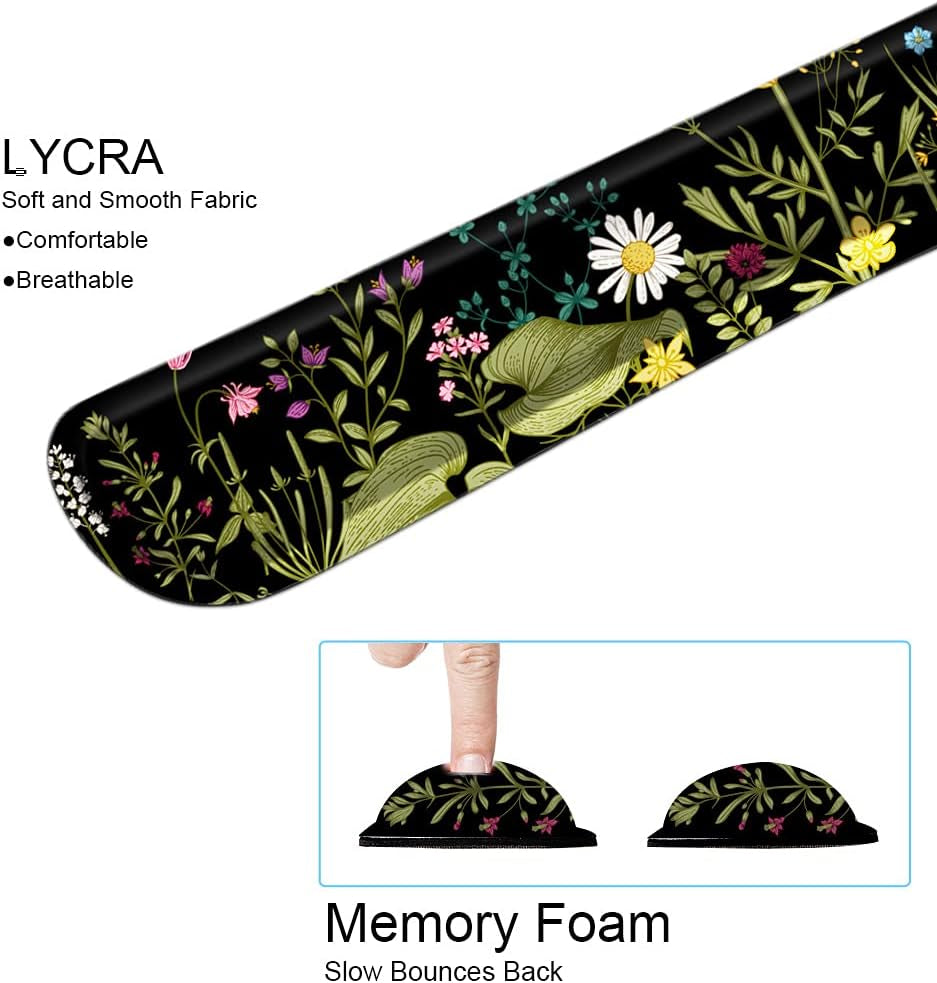 3 in 1 Ergonomic Mouse Pad with Wrist Support and Keyboard Wrist Rest Pad Set with Coaster, Wrist Pad with Non-Slip Rubber Base & Raised Memory Foam, Easy Typing & Pain Relief, Garden Flowers