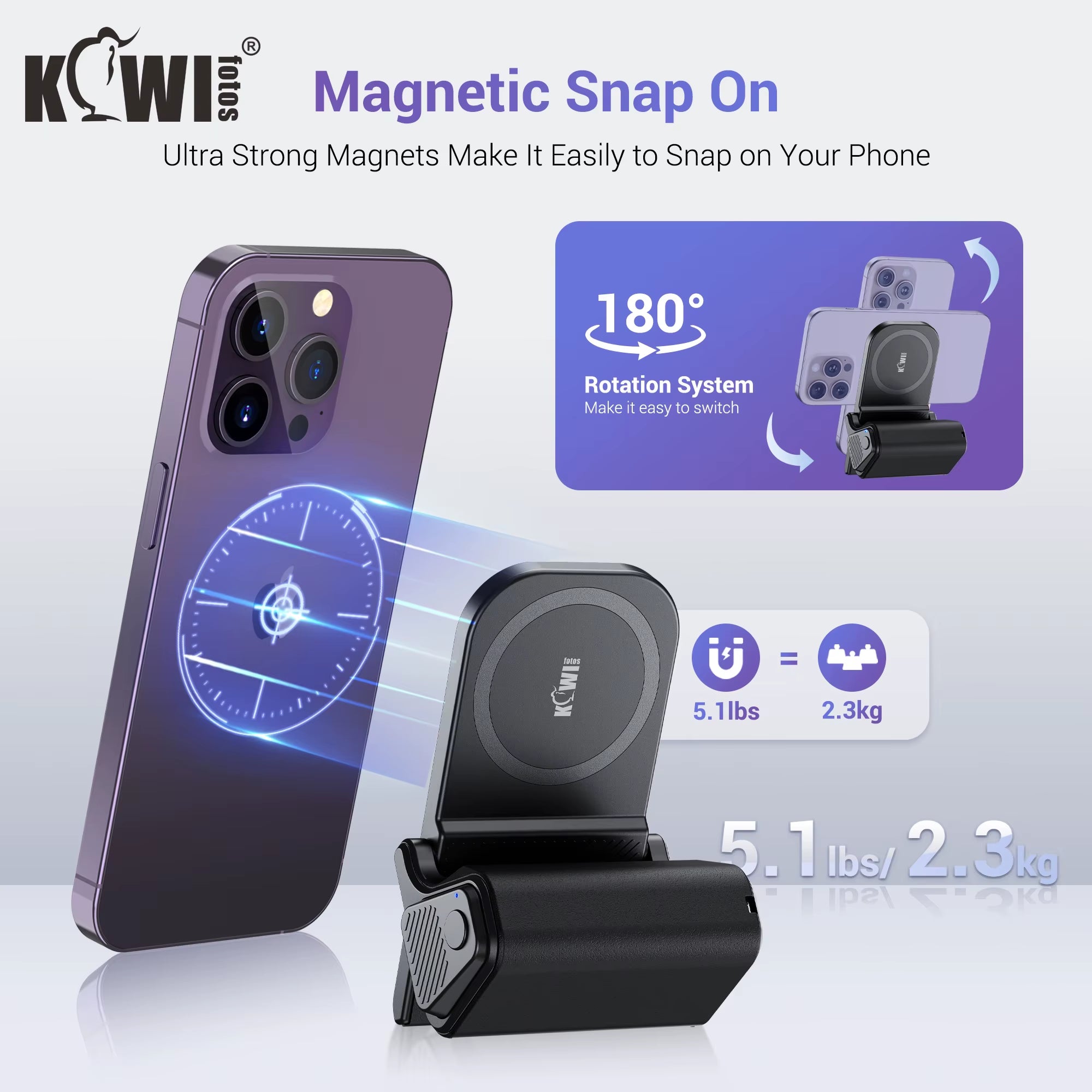 Magnetic Smartphone Shooting Holder Phone Hand Grip Stabilizer Handle Snapgrip Phone Stand with Tripod Mount for Iphone 16 15 14