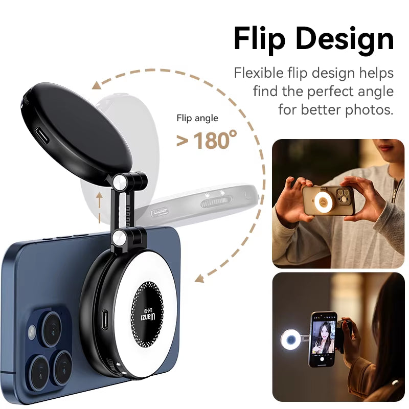 LM19 Magsafe Light Portable Selfie Light for Iphone 16 15 14 13 12 Pro Max Fill Light Phone Stand for Selfie Video Vlog