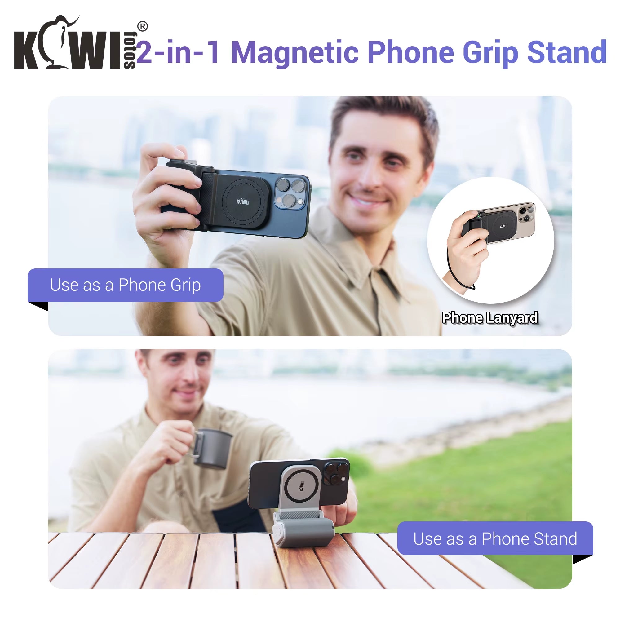 Magnetic Smartphone Shooting Holder Phone Hand Grip Stabilizer Handle Snapgrip Phone Stand with Tripod Mount for Iphone 16 15 14