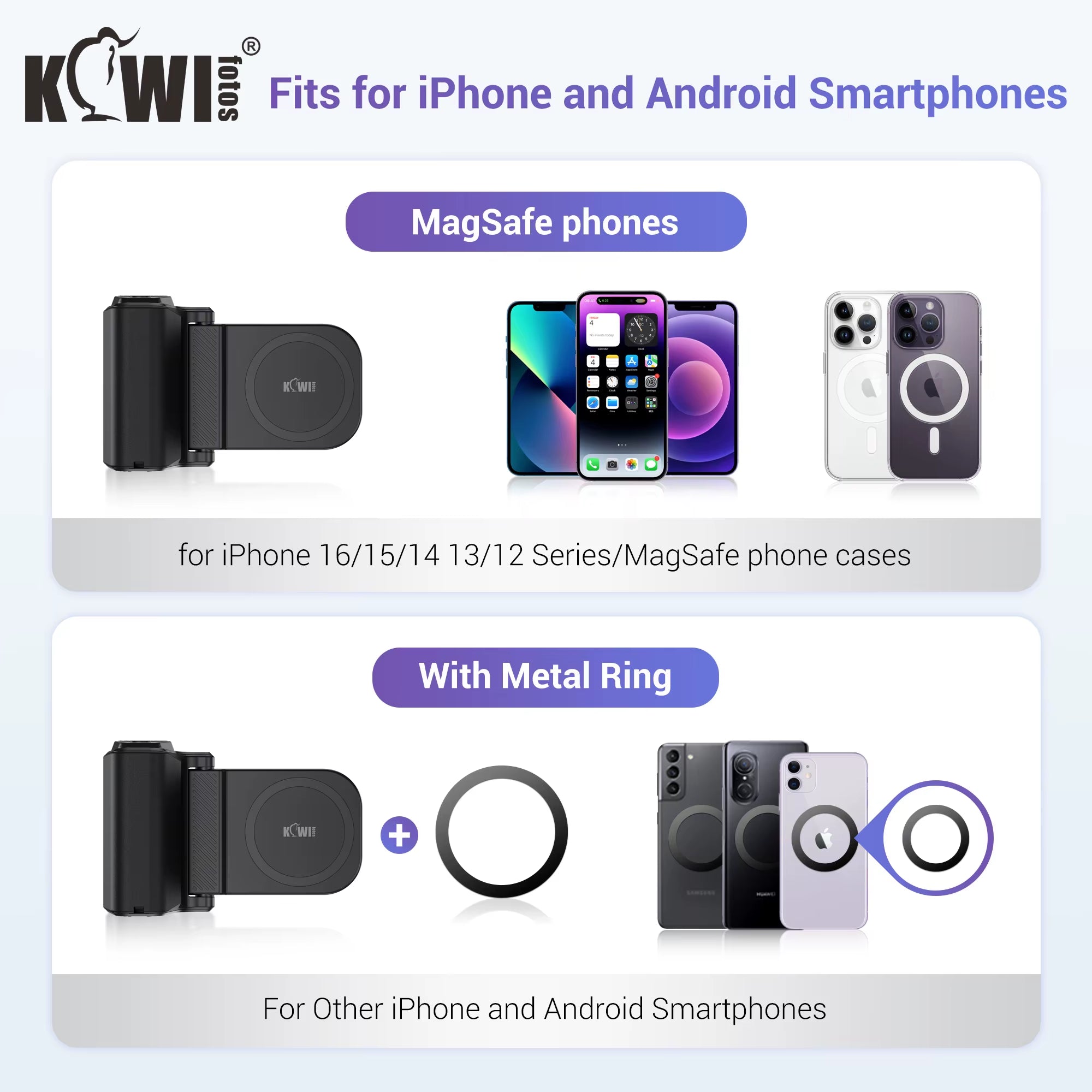 Magnetic Smartphone Shooting Holder Phone Hand Grip Stabilizer Handle Snapgrip Phone Stand with Tripod Mount for Iphone 16 15 14